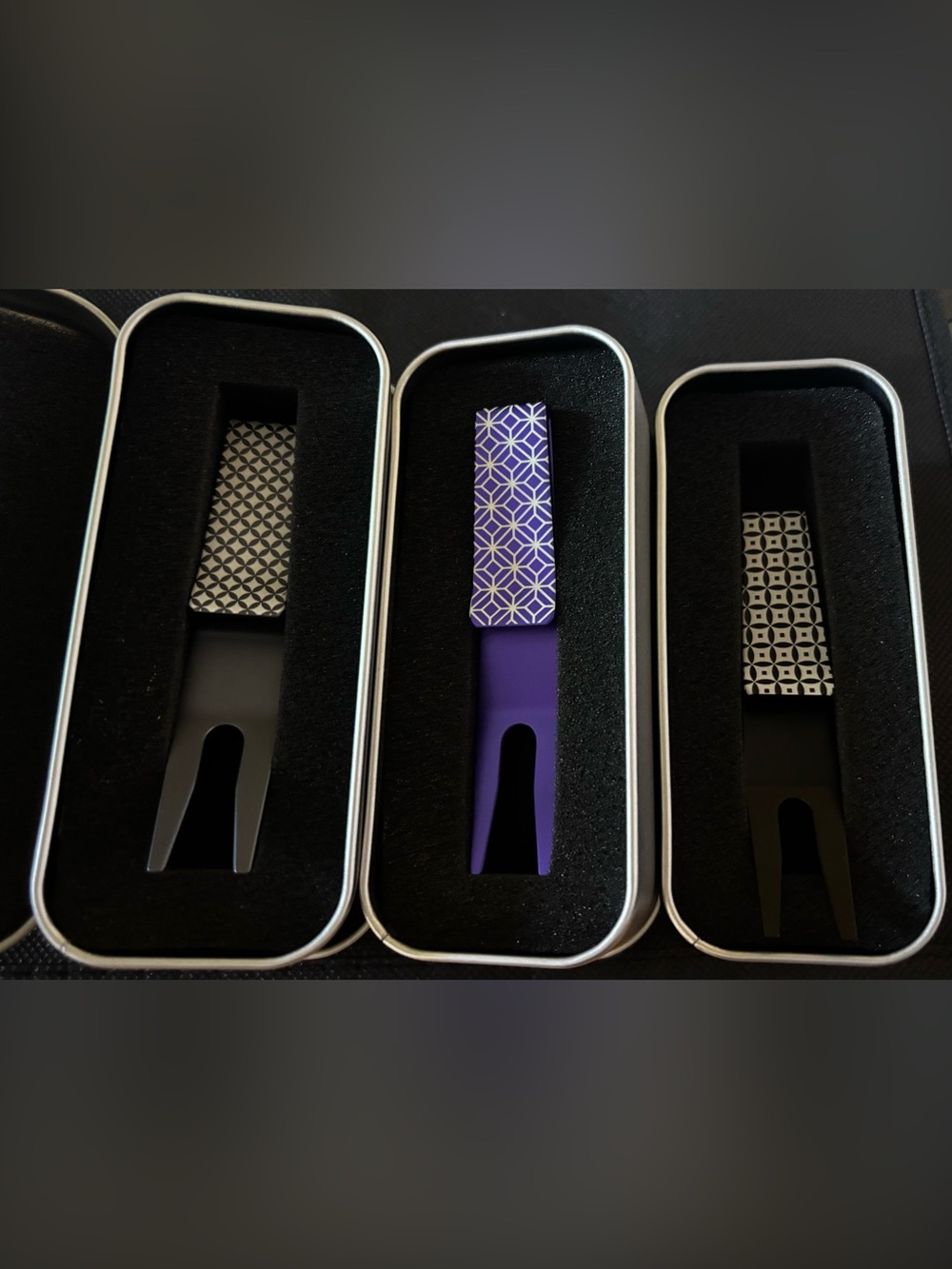 Lot of 3 NWT SCOTTY CAMERON GALLERY Clip Tool Geo Purple Target Black Flush Grey